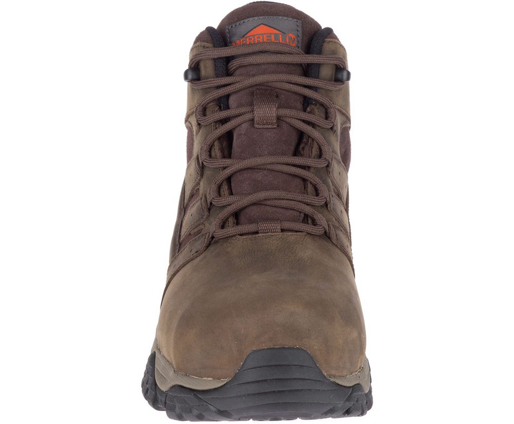 Kozaki Merrell Męskie Brązowe - Moab Vertex Mid Skórzane Waterproof Comp Toe - 803159-SDM